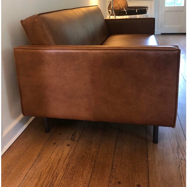 Modern West Elm Axel Full Leather Futon Chairish