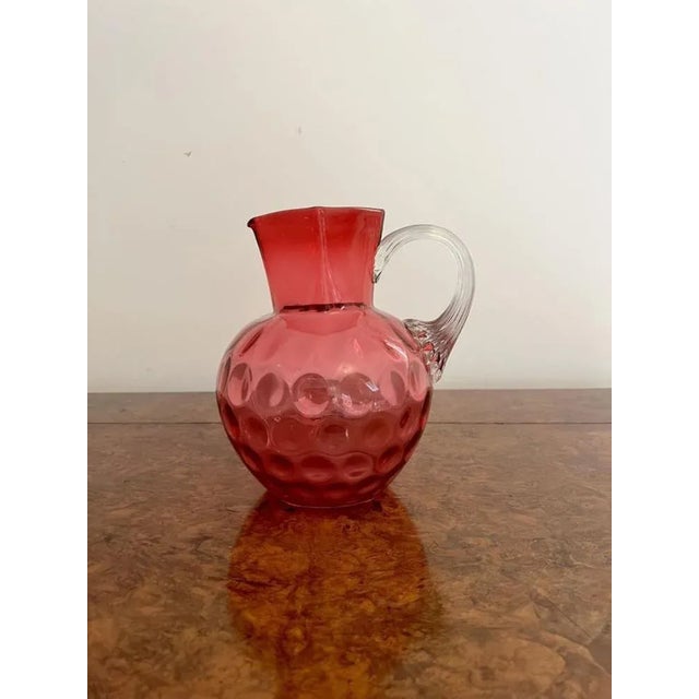 Victorian Cranberry Glass Jug, 1880s For Sale - Image 4 of 7