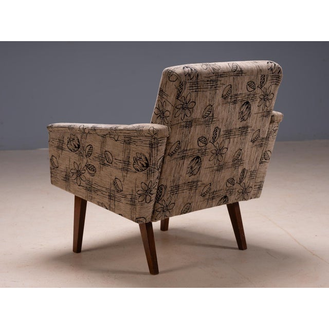 Mid-Century Modern Mid-Century Upholstered Armchairs with Floral Fabric, Czechoslovakia, 1950s, Set of 2 For Sale - Image 3 of 6