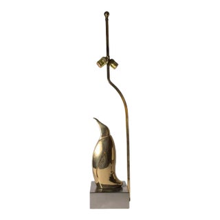 Vintage 1970s Brass Penguin Lamp Attributed to Willy Daro For Sale