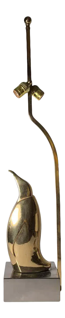 Vintage 1970s Brass Penguin Lamp Attributed to Willy Daro