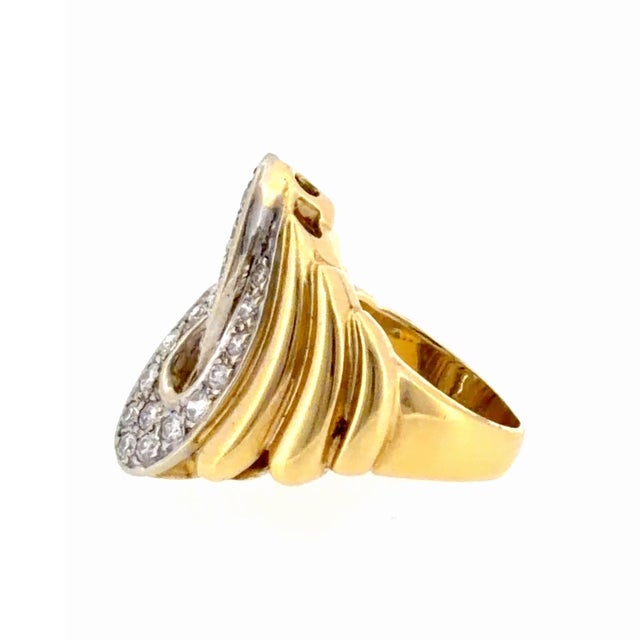 Vintage 18k Gold Diamond Cocktail Ring, Size 7 For Sale - Image 4 of 6