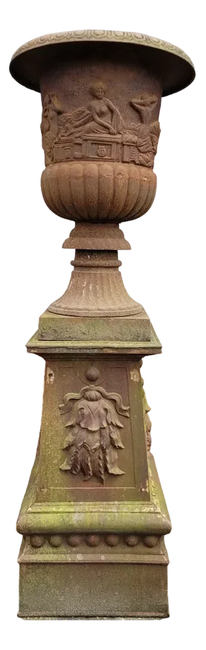 Large Cast Iron Flower Pot on Pedestal