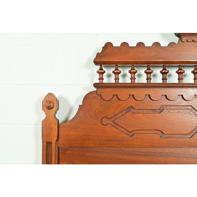Brown Herter Brothers Style Antique Monumental Eastlake Victorian Carved Walnut Full Size Bed, Circa 1880s For Sale - Image 8 of 11