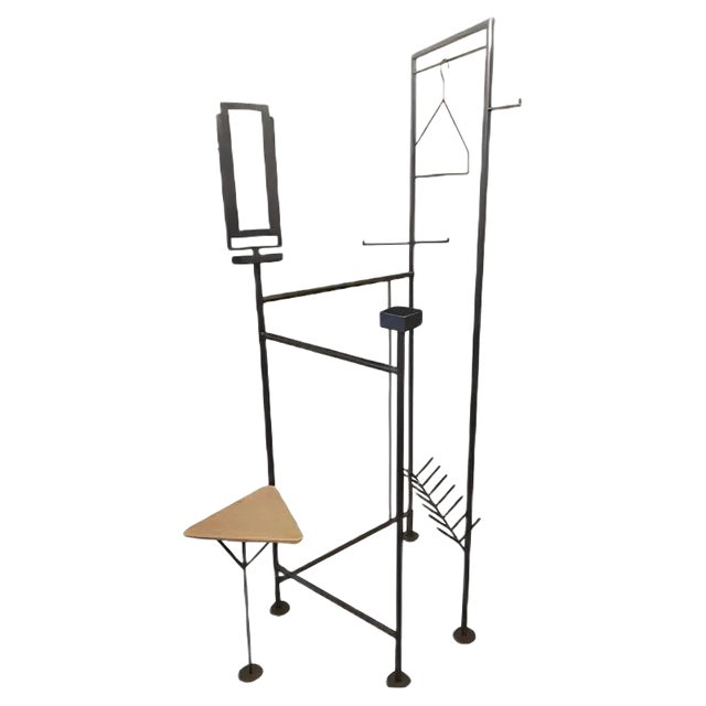 Adjustable Hallway Coat Rack in Raw Iron For Sale
