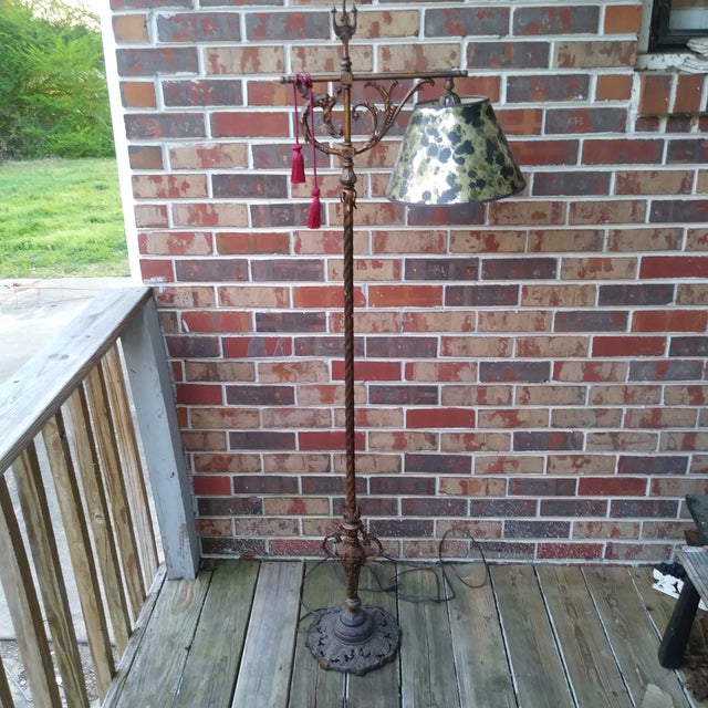 1980s Mid Century Modern Gothic Iron Bridge Arm and Urn Floor Lamp For Sale - Image 12 of 18