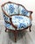 Late 18th Century Antique French Louis XV Carved Walnut French Bergère Armchair Ikat 18th Century For Sale - Image 5 of 18