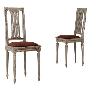 1900s French Louis XVI Style Patinated Chairs - A Pair For Sale