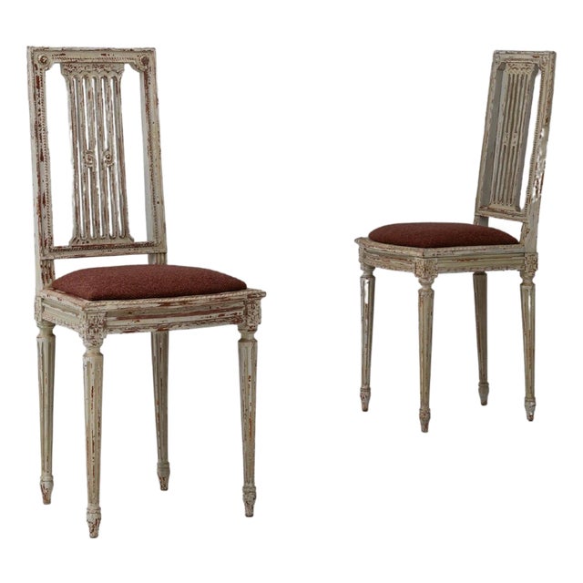 1900s French Louis XVI Style Patinated Chairs - A Pair For Sale