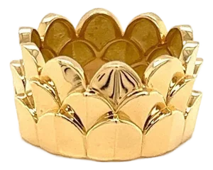 Fred of Paris Une ile D'or 18k Yellow Gold Wide Crown Band Ring - Size 6