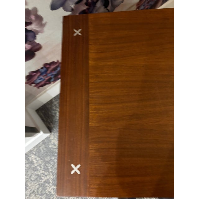 Rare MCM Merton Gershun American of Martinsville Walnut Dropleaf Desk With Aluminum Stars For Sale - Image 16 of 18