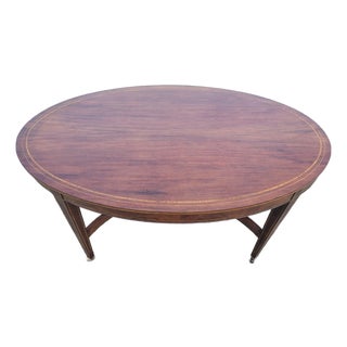 English 19th Century Mahogany Inly Oval Conference Table/ Center Table/ Desk Table. For Sale