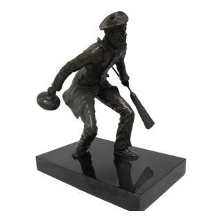 Signed a Allen Limited Edition Bronze Scottish Curler Sculpture For Sale