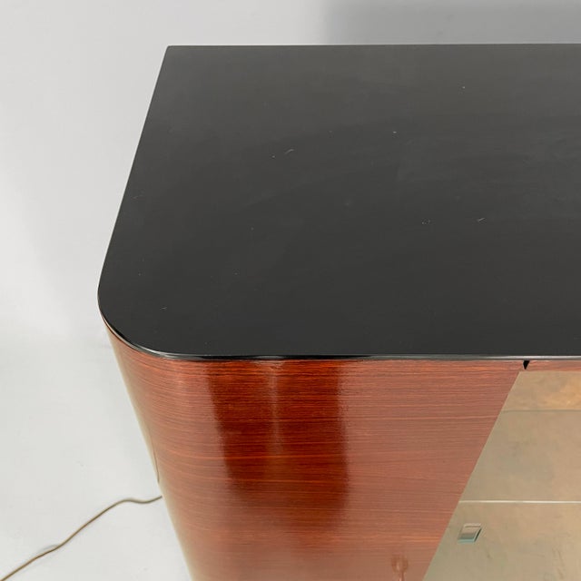 Italian Art Deco Bar Cabinet with Lamp in Wood and Glass, 1930s For Sale - Image 15 of 18