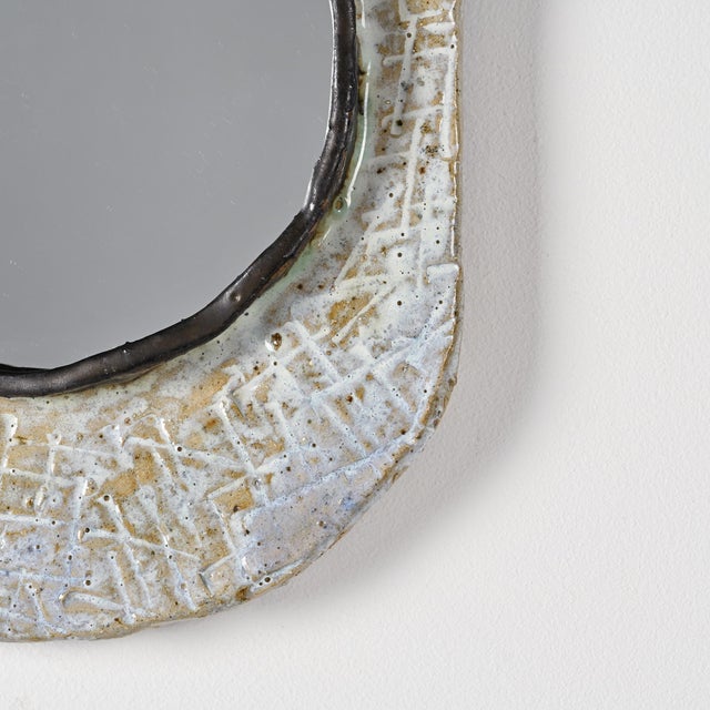 Gray Ceramic Mirror by Jean-Pierre Viot, France, 1970 For Sale - Image 8 of 9