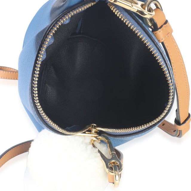 Blue Blue Calfskin Shearling Mini Bunny Crossbody For Sale - Image 8 of 8