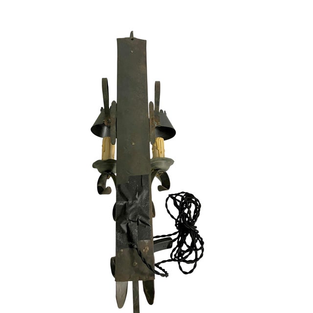 Mid 20th Century Brutalist Hand Forged Iron and Pewter Wall Sconce For Sale - Image 16 of 18