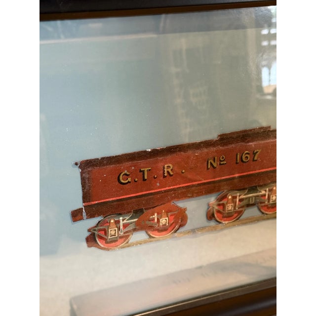 Antique Grand Trunk Railway Steam Engine Sign Framed Late 19th Century Train Metal Artwork For Sale - Image 4 of 7