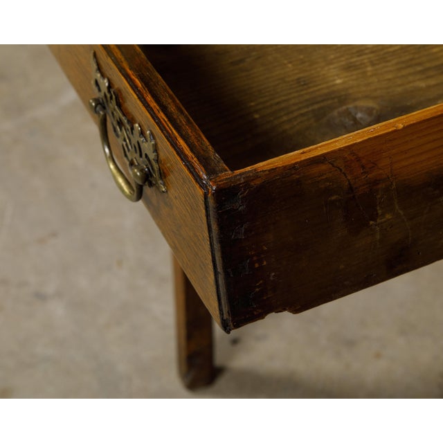 English Georgian Period 18th Century Oak Side Table with Carved Apron and Drawer For Sale - Image 12 of 12
