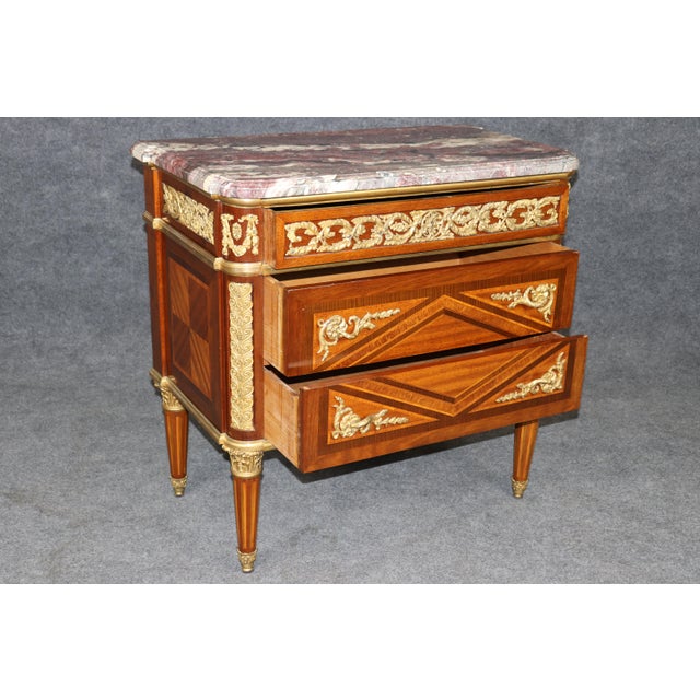 Paul Sormani Pair Paul Sormani Antique Louis XVI Style Ormolu Mounted Commodes For Sale - Image 4 of 16