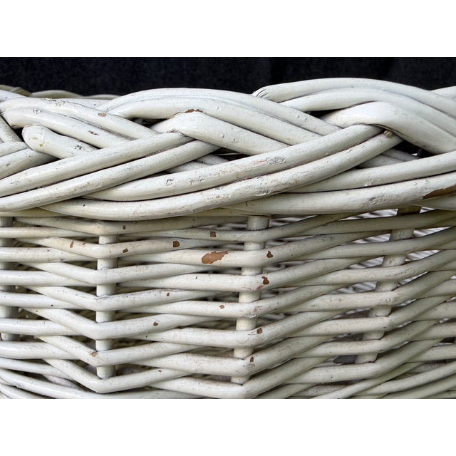 Antique Painted Gathering Willow Basket With Top Handle For Sale - Image 9 of 18
