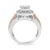 14K White and Rose Gold 1 1/8 Cttw Princess and Round-Cut Diamond Art Deco Style Triple Shank Halo Cocktail Ring (I-J Color, SI2-I1 Clarity) Size 4.5 For Sale - Image 4 of 6