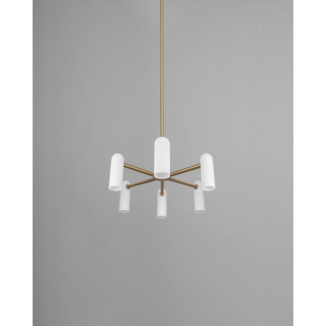 Schwung Odyssey Round Chandelier, 6-Light, Brass Lacquered Burnished Brass, Black Gunmetal, Polished Nickel For Sale - Image 4 of 11