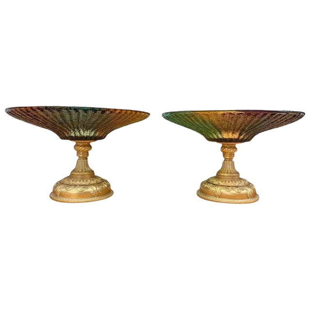 Colored Glass Tazze, 20th Century, Set of 2 For Sale