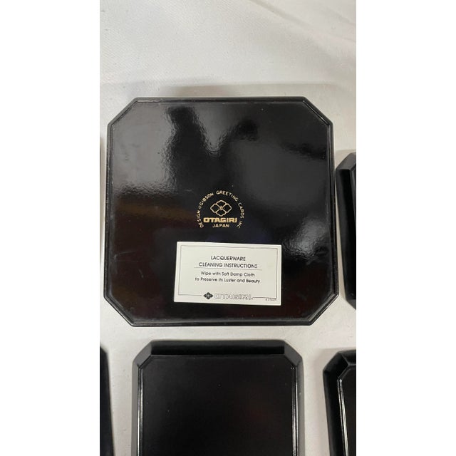 Vintage Otagiri Japan Black and Gold Lacquered Golden Pheasant Coasters in Box For Sale In Atlanta - Image 6 of 13