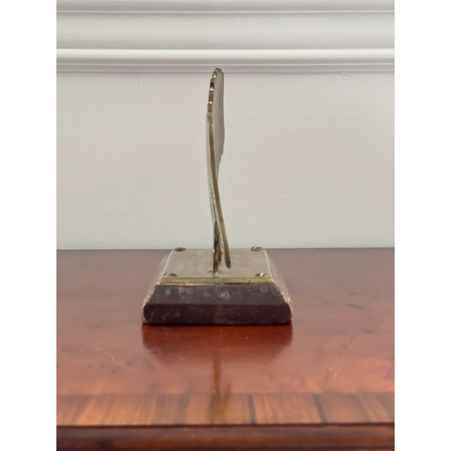 Mid 20th Century Vintage Brass Lion and Wood Bookends- Set of 2 For Sale - Image 5 of 12