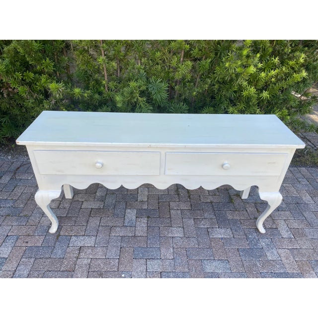 Large French Country Console Table Distress Blanche For Sale - Image 9 of 10