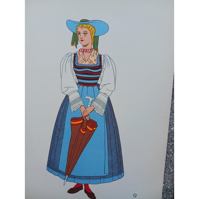 Vintage Austrian Male Folk Costumes Chromolithographs Porchoir Prints Collectible 1939. From the highly collectible set of...