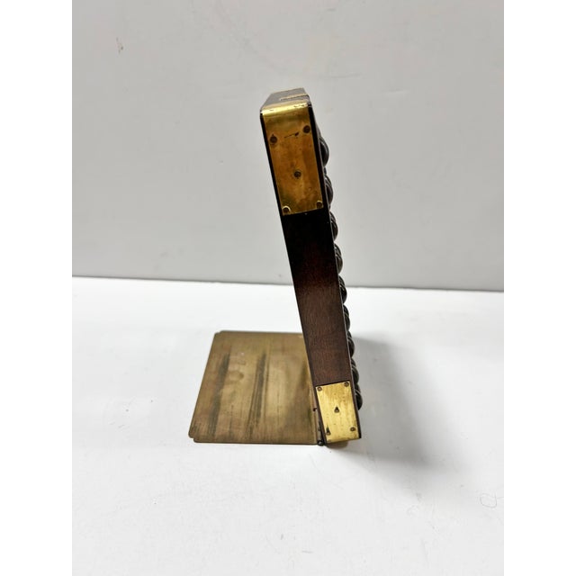 Mid-Century Wood Abacus Bookend With Brass Base For Sale - Image 9 of 12