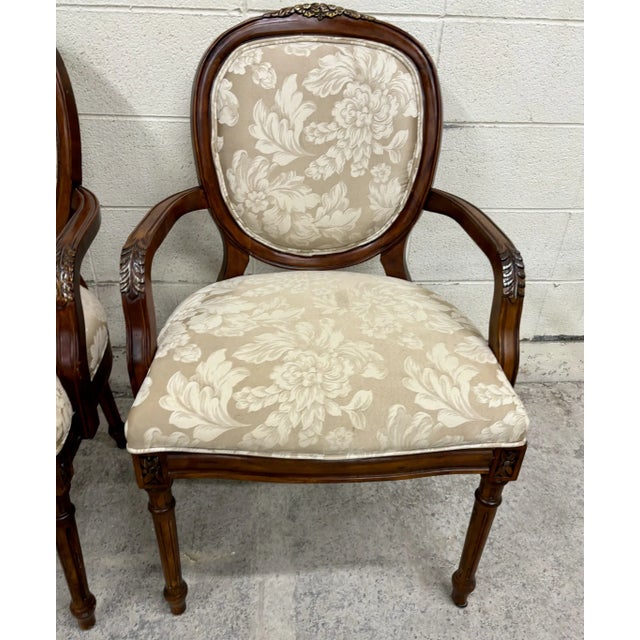 Wood Vintage Dongguan French Louis XVI Style Armchairs or Bergere Chairs - Pair For Sale - Image 7 of 12