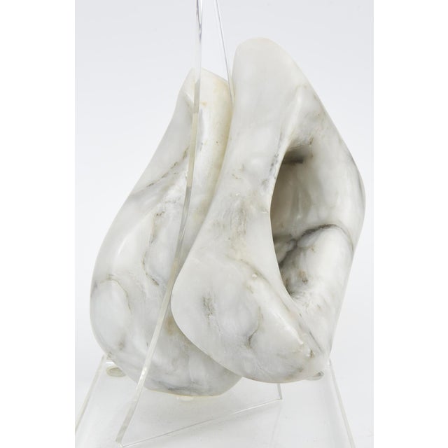 Signed Vintage Carrara Marble and Lucite Sculpture 1970's For Sale - Image 4 of 10