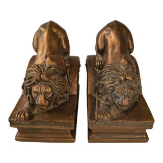 Vintage Set of Lion Bookends, Objects D' Art, by Andrea Sadek For Sale