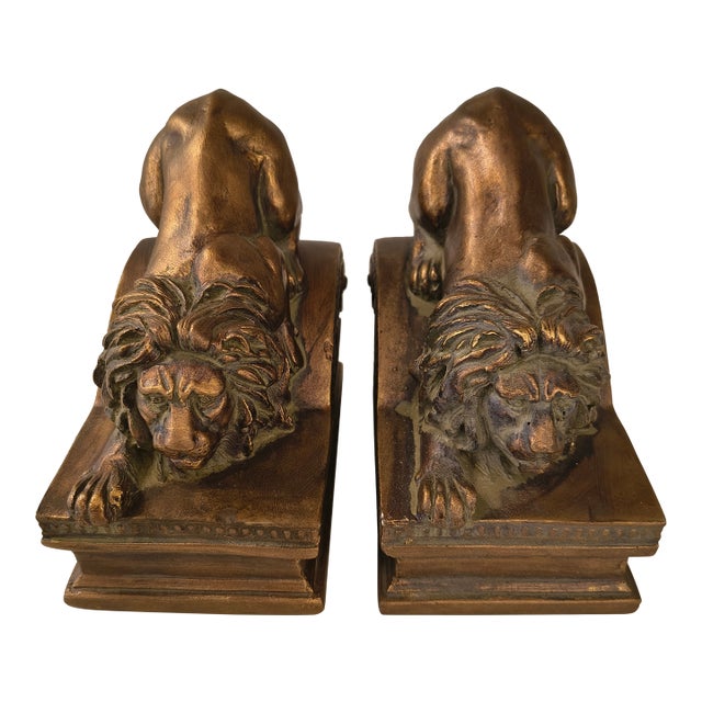 Vintage Set of Lion Bookends, Objects D' Art, by Andrea Sadek For Sale