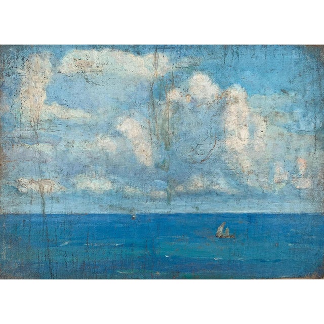 Seascape Waterscape Landscape Oil Painting Original Art by Ukrainian Artist Sokolovsky G. 1970s For Sale