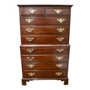 Late 20th Century Davis Cabinet Company Mahogany Chippendale Chest on Chest