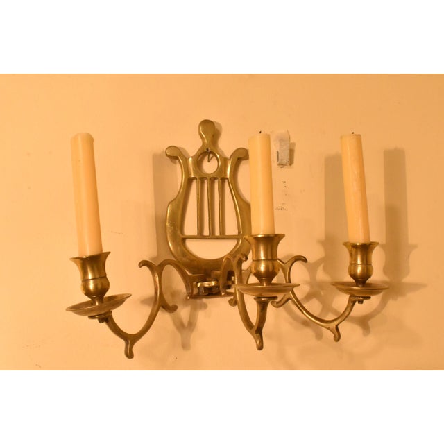 19th Century Pair Early 19th Century English Cast Brass Sconces For Sale - Image 5 of 5