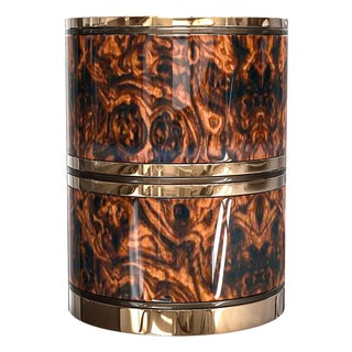 "Melagrana" Ice Bucket With Special Burl Walnut and Bronze For Sale