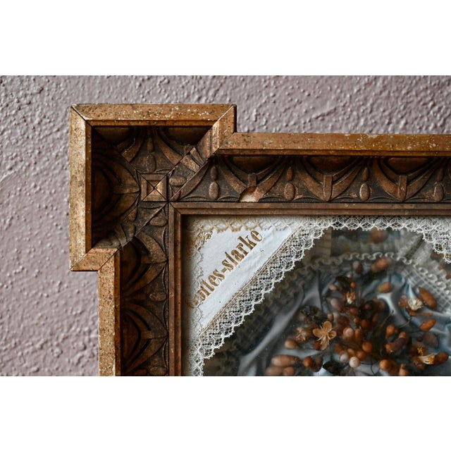 Jugendstil Bohemian Wedding Keepsake Frame in Gilded Wood and Glass, 1912 For Sale - Image 6 of 11