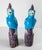 Chinoiserie 20th Century Pair of Chinese Chinoiserie Turquoise Blue and Purple Parrot Figures For Sale - Image 3 of 13