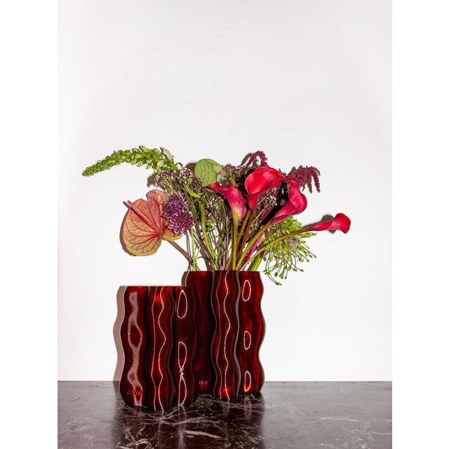 Red Medium Amber Magma Vase by Mana For Sale - Image 8 of 15