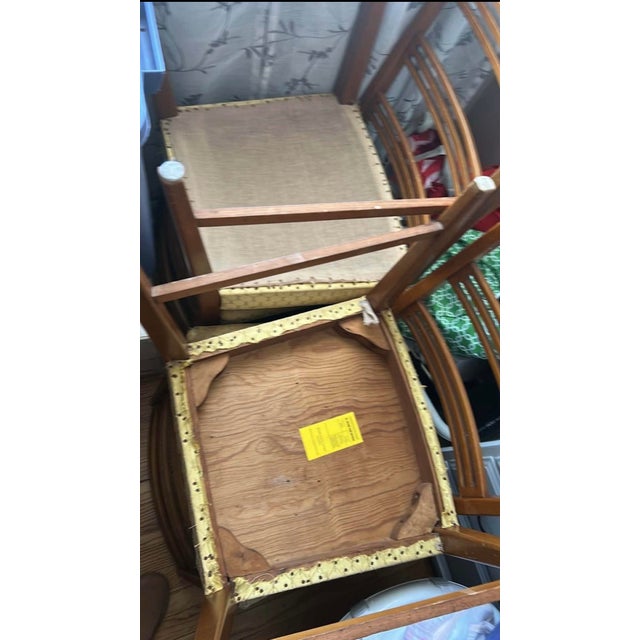 Brown Set of 4 Vintage Ladder Back Teak Wooden Dining Kitchen Chairs Mid-Century Modern Sweden 1960’s For Sale - Image 8 of 8