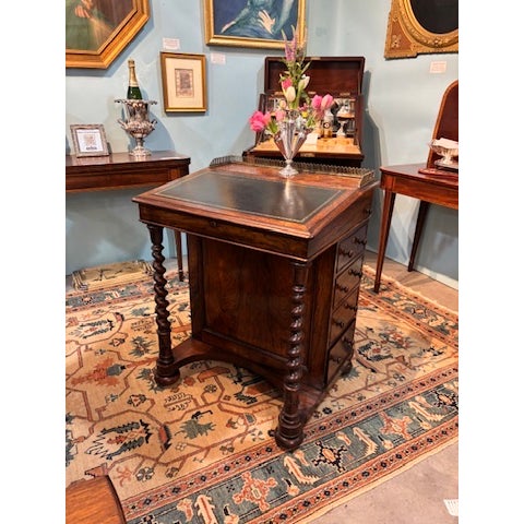 Mid 19th Century Stunning Victorian Rosewood Davenport Desk For Sale In Tampa - Image 6 of 17