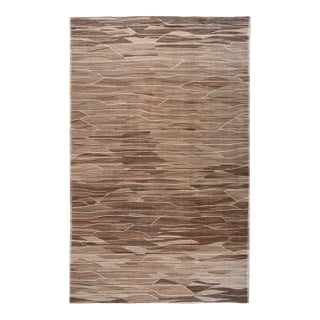 2010s Oversize Brown Wool Rug With Modern Geometric Design - Flat Weave Kilim Style For Sale