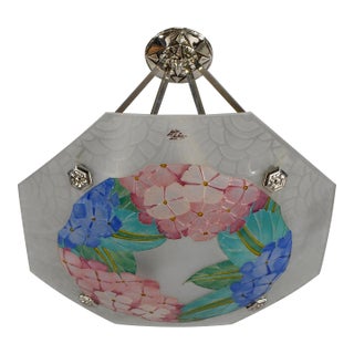 French Art Deco Pendant Light by Loys Lucha - 1930 Chandelier France For Sale