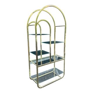 1980s Modern Milo Baughman Dia Style Brass Etagere in Vintage Modern Style For Sale