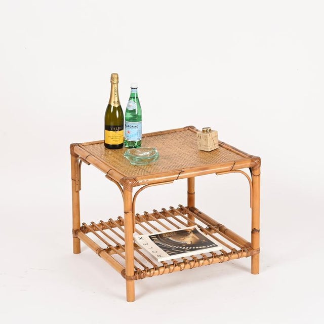 Mid-Century Modern Italian Organic Coffee Table in Rattan and Wicker, 1970s For Sale - Image 12 of 13